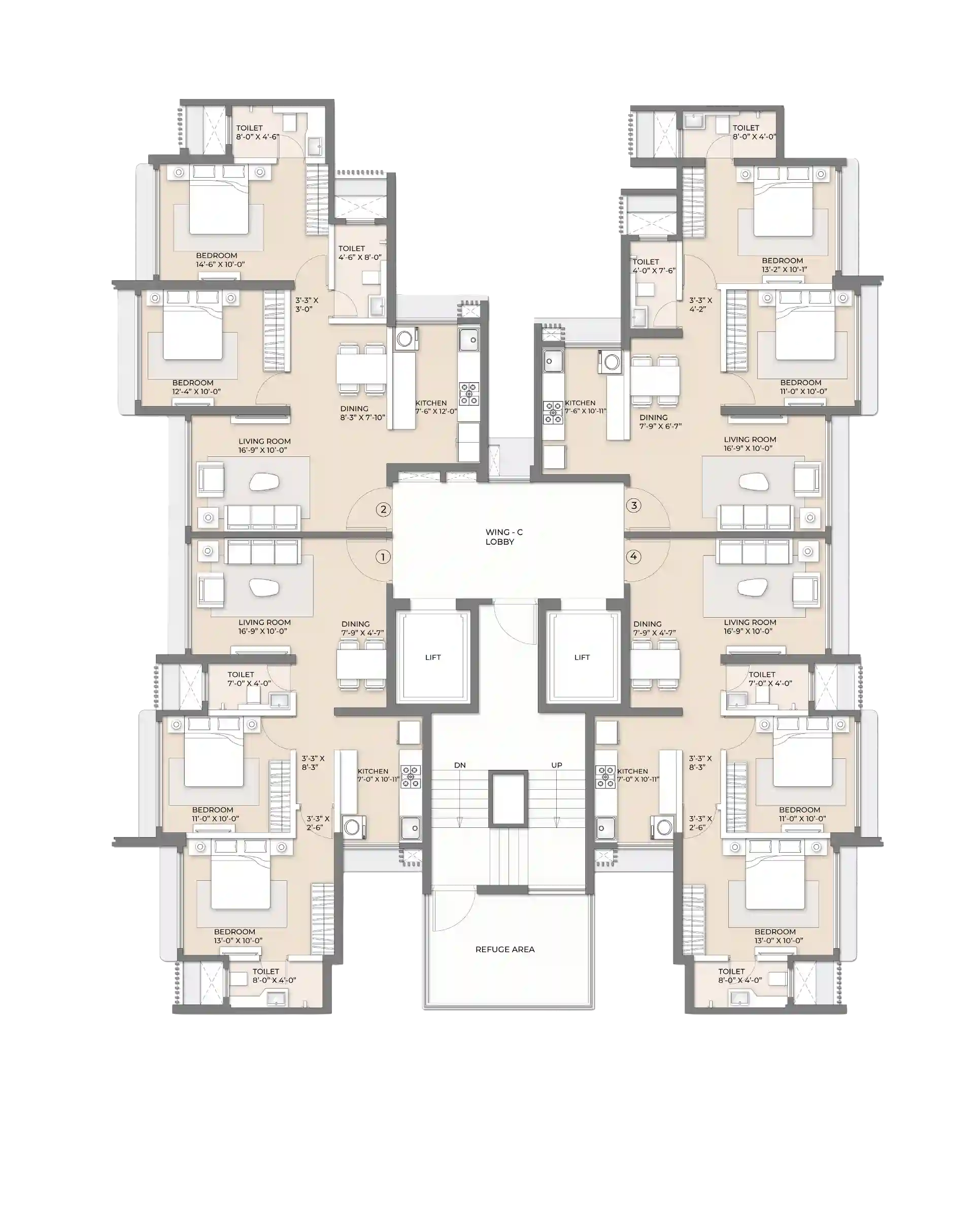 3 BHK Floor Plan